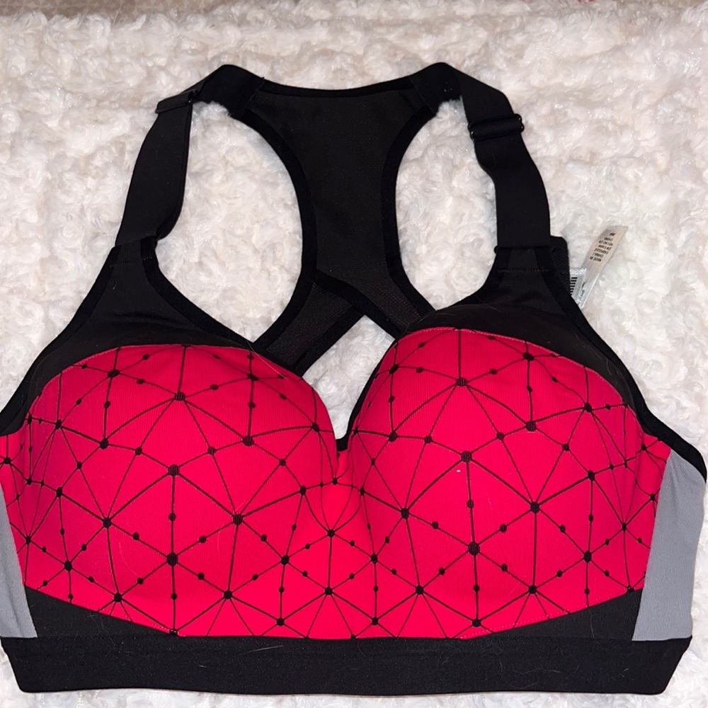 Victoria’s Secret X Sport bra. Color: Black/Red/Grey. Size: 36C.